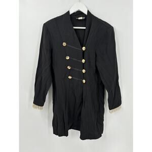 Chauncey St Vintage Jacket Womens 13 Large Black Double Breasted Buttons Lace